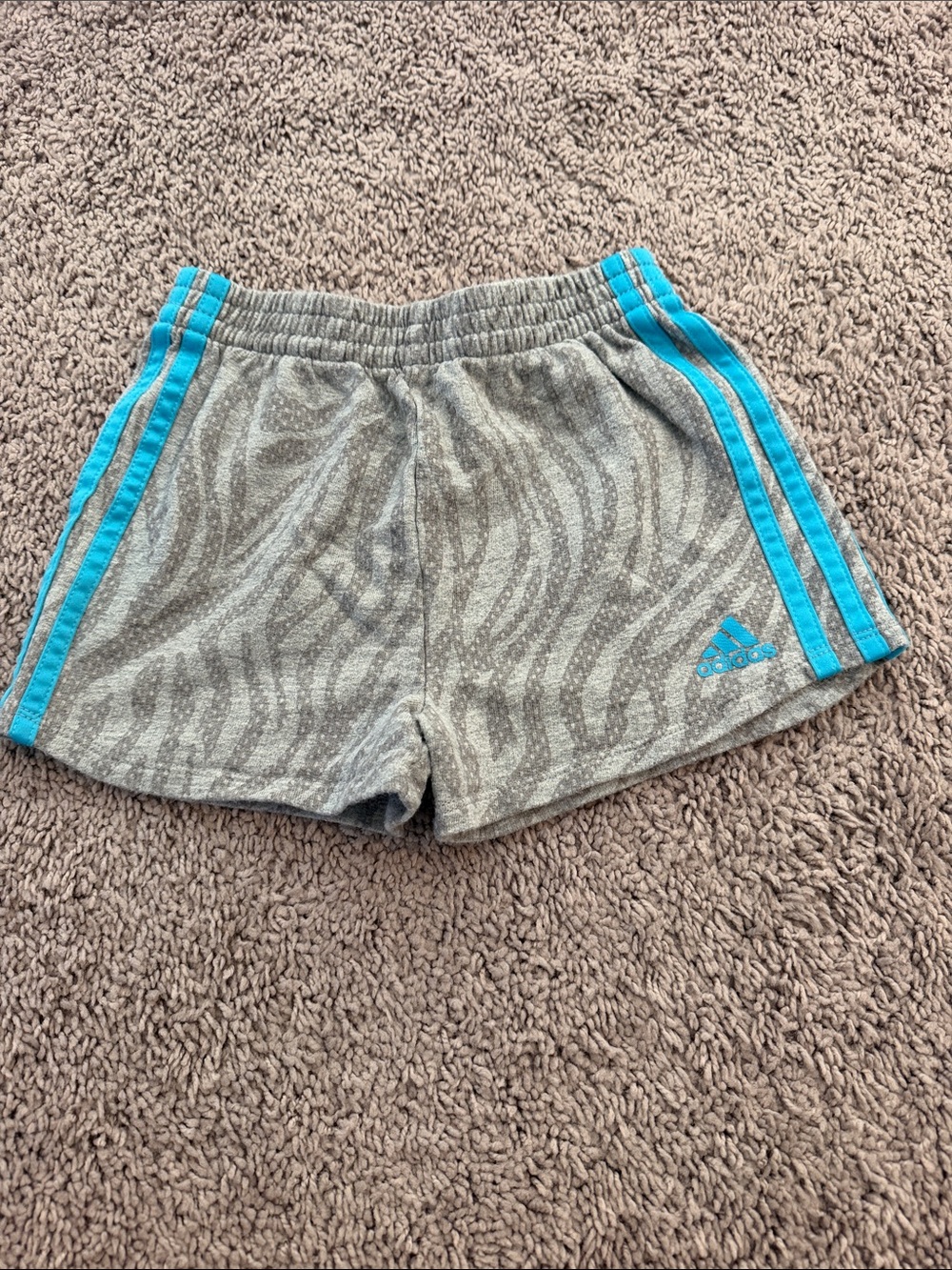 adidas Gray Zebra-Print Shorts with Teal Stripes